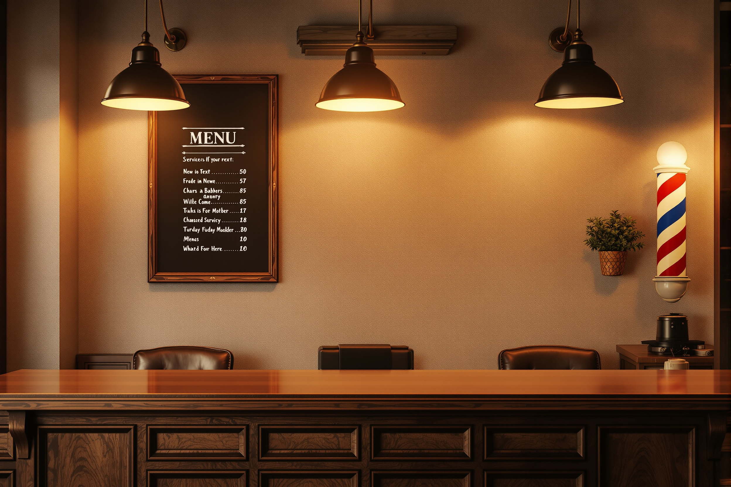 Welcoming reception area of San Ramon Barbershop