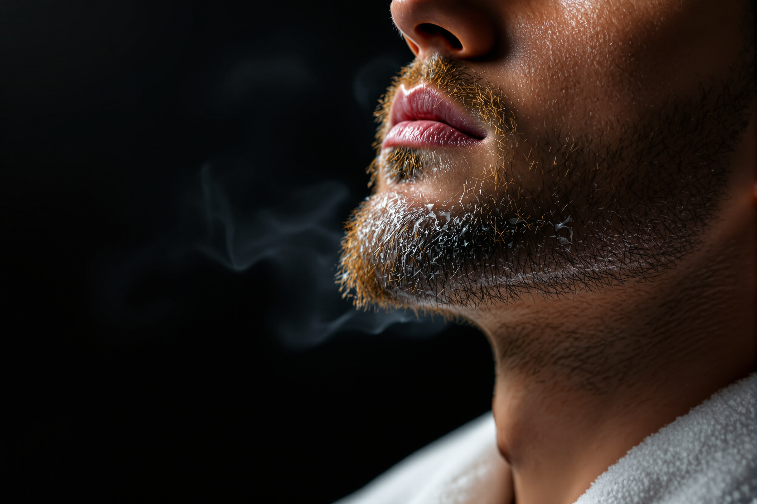 Hot towel ritual during a traditional shave