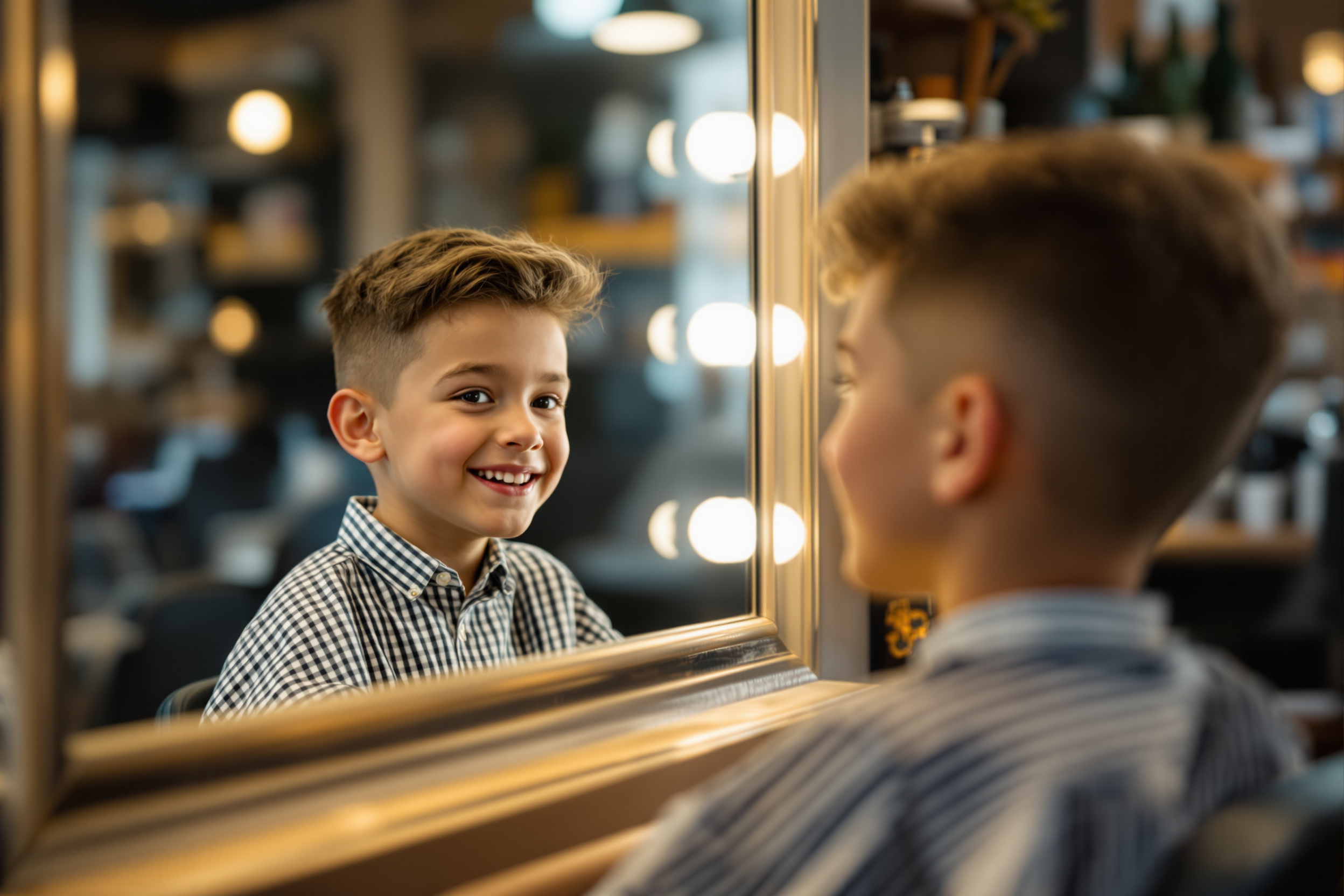 Child enjoying a haircut