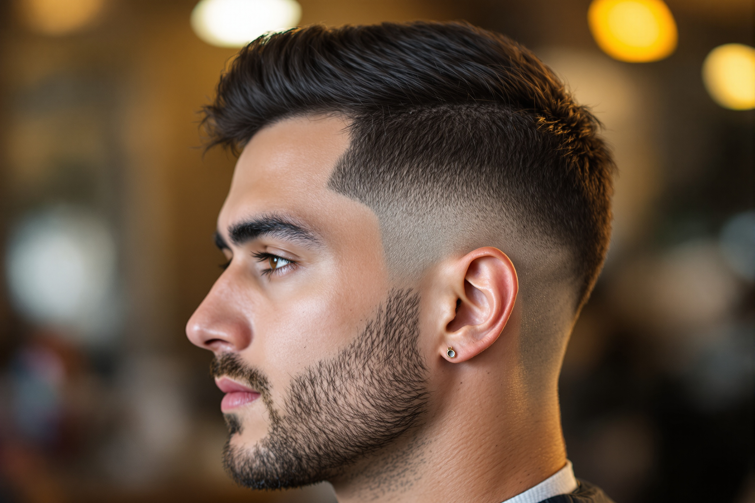 Detail of a freshly cut skin fade