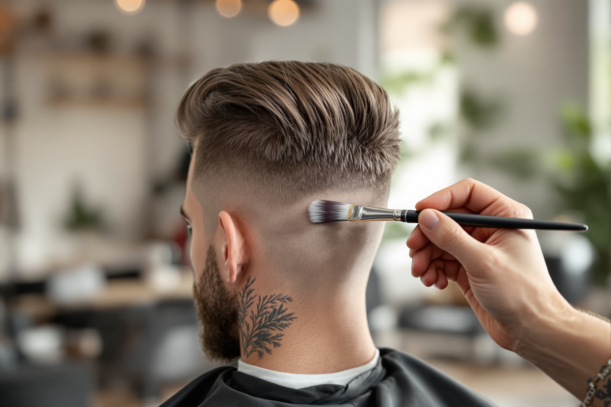 Barber applying hair color at San Ramon Barbershop