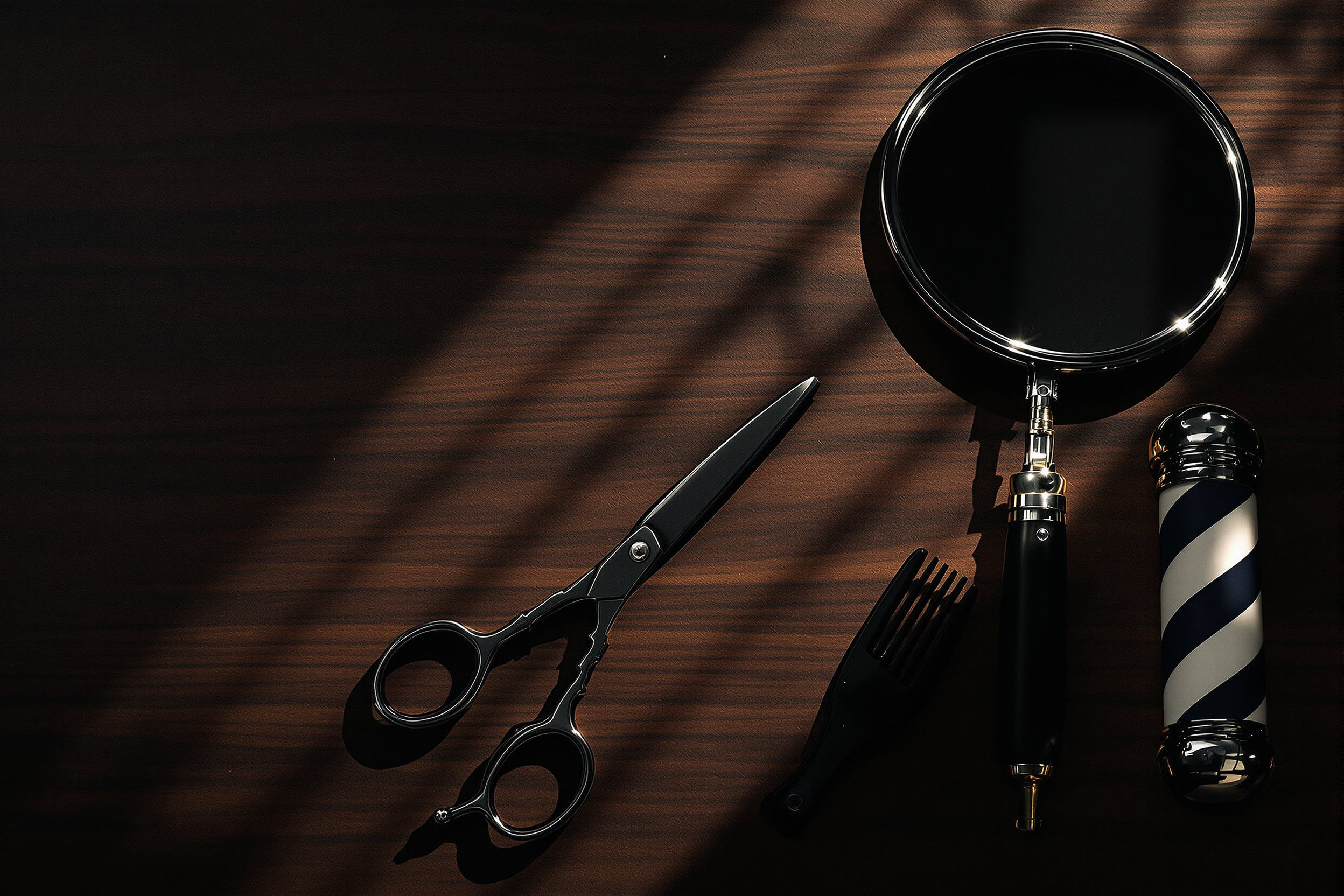 Classic barbering tools laid flat